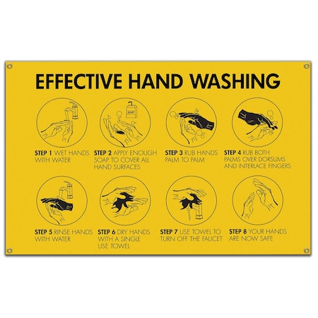 Flu Notice Sign, Please Wash And Sanitize, 60 In Banner